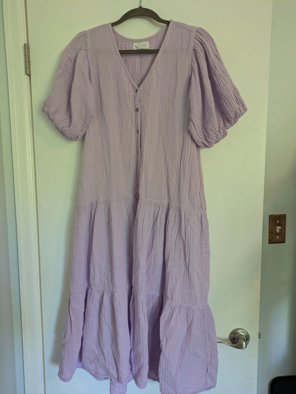 Velvet by Graham & Spencer Pauline Dress XS Purple Cotton Midi Vacation Resort - Picture 4 of 9